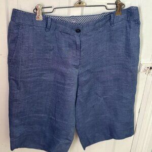 Brooks Brothers Red Fleece Shorts Womens 10 Blue Linen Chambray Bermuda Length